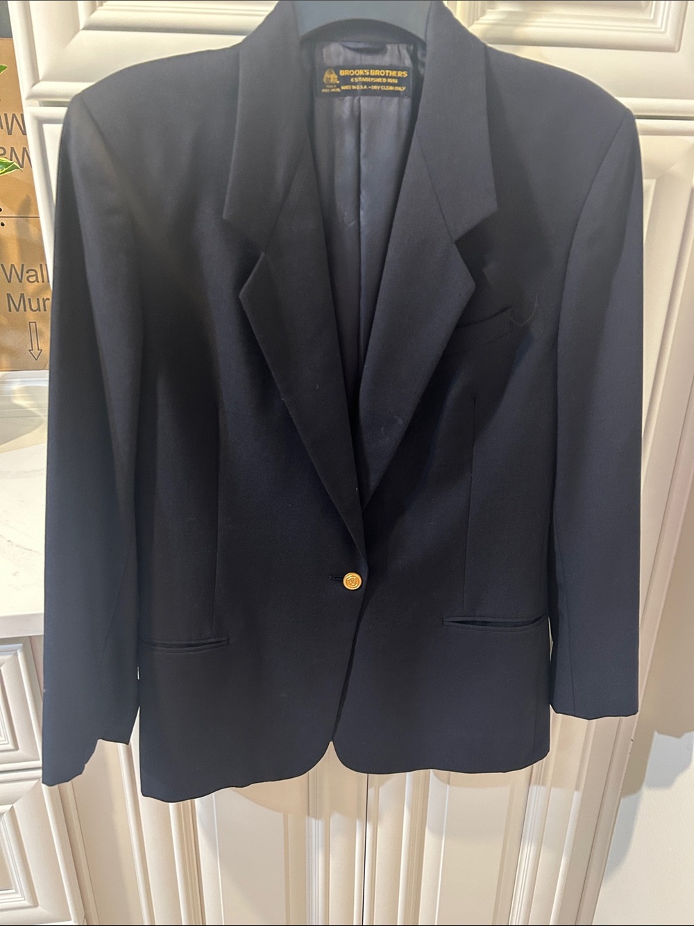 Brooks Brothers Dark Navy Single-Button Blazer with Gold Button